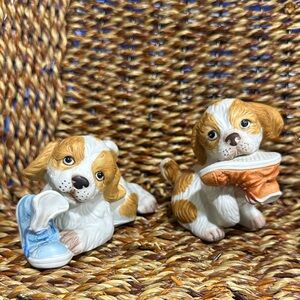 Vintage  pair porcelain Cocker Spaniel puppy figurine by Homco